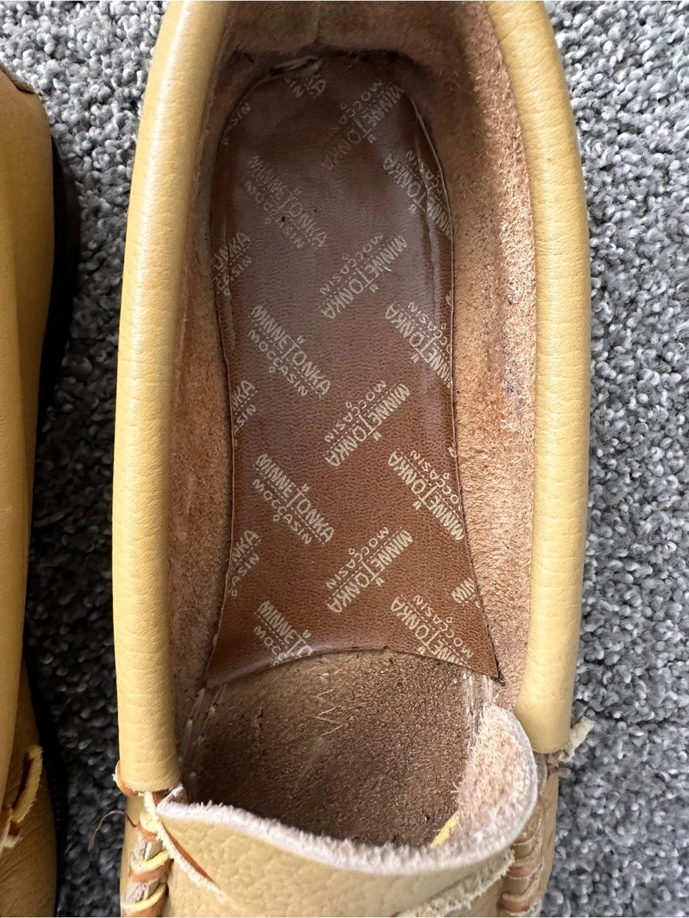 Minnetonka Mustard Leather Moccasin Loafers